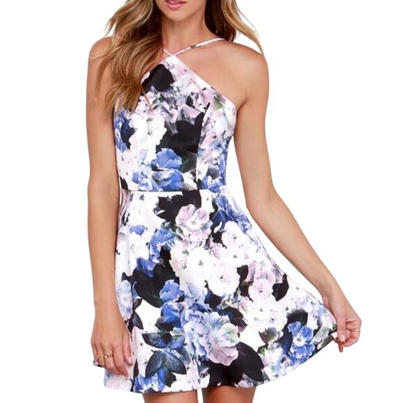 Keepsake The Label Crossroads Floral Abstract Print Halter Mini Womens Size S - Picture 13 of 13